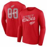 Detroit Red Wings Hustle Personalized Name & Number Long Sleeve T-Shirt - Red | NHL Clearance