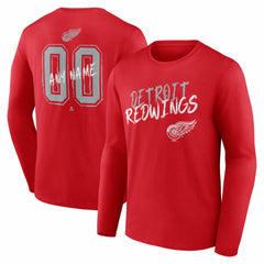 Detroit Red Wings Hustle Personalized Name & Number Long Sleeve T-Shirt - Red | NHL Clearance