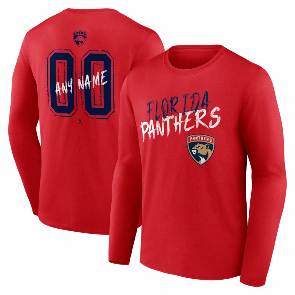 Florida Panthers Hustle Personalized Name & Number Long Sleeve T-Shirt - Red | NHL online