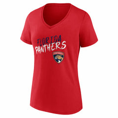 Florida Panthers Women's Hustle Personalized Name & Number V-Neck T-Shirt - Red | NHL Lifestyle