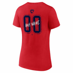 Florida Panthers Women's Hustle Personalized Name & Number V-Neck T-Shirt - Red | NHL Lifestyle