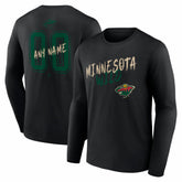 Minnesota Wild Hustle Personalized Name & Number Long Sleeve T-Shirt - Black | NHL on sale