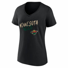 Minnesota Wild Women's Hustle Personalized Name & Number V-Neck T-Shirt - Black | NHL Lifestyle