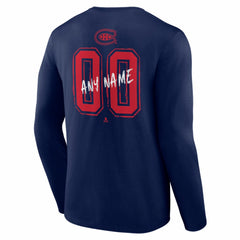 Montreal Canadiens Hustle Personalized Name & Number Long Sleeve T-Shirt - Navy | NHL Lifestyle