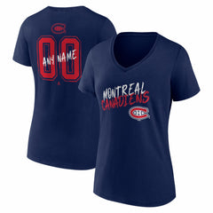 Montreal Canadiens Women's Hustle Personalized Name & Number V-Neck T-Shirt - Navy | NHL Lifestyle