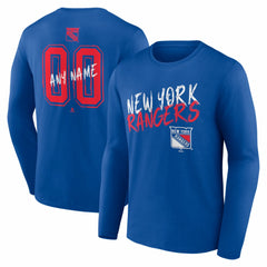 New York Rangers Hustle Personalized Name & Number Long Sleeve T-Shirt - Blue | NHL on sale