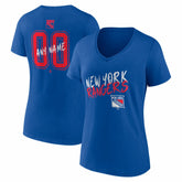 New York Rangers Women's Hustle Personalized Name & Number V-Neck T-Shirt - Blue | NHL Clearance