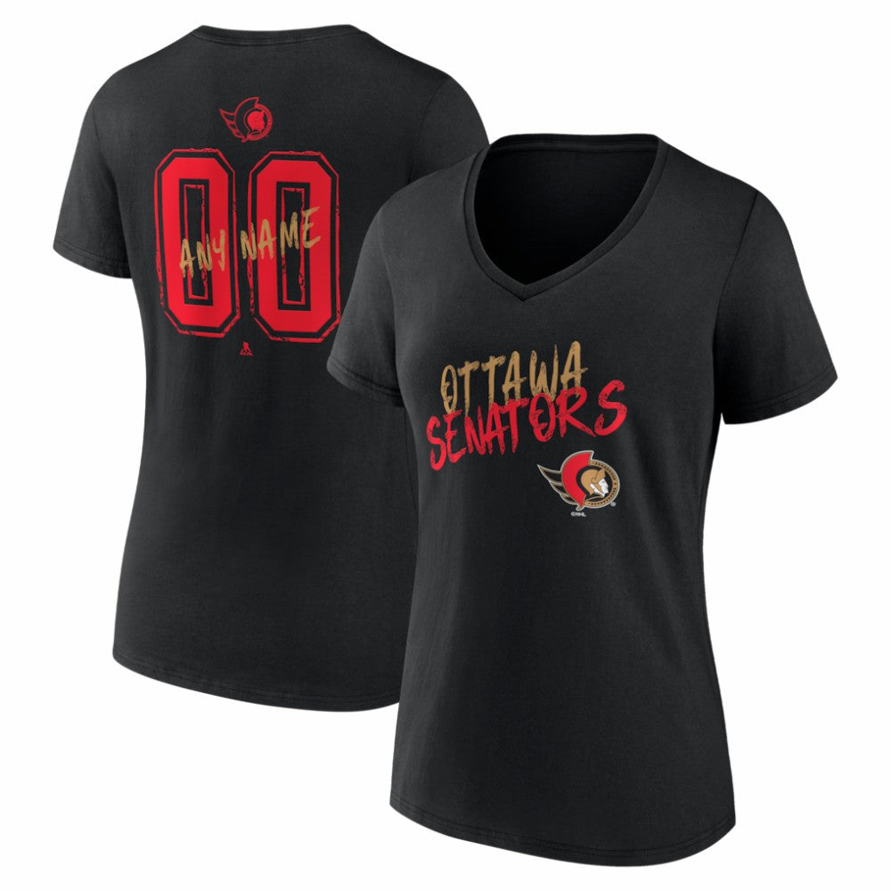 Ottawa Senators Women's Hustle Personalized Name & Number V-Neck T-Shirt - Black | NHL near me