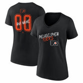 Philadelphia Flyers Women's Hustle Personalized Name & Number V-Neck T-Shirt - Black | NHL Clearance