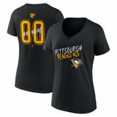 Pittsburgh Penguins Women's Hustle Personalized Name & Number V-Neck T-Shirt - Black | NHL online