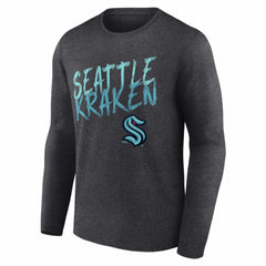 Seattle Kraken Hustle Personalized Name & Number Long Sleeve T-Shirt - Charcoal | NHL Lifestyle