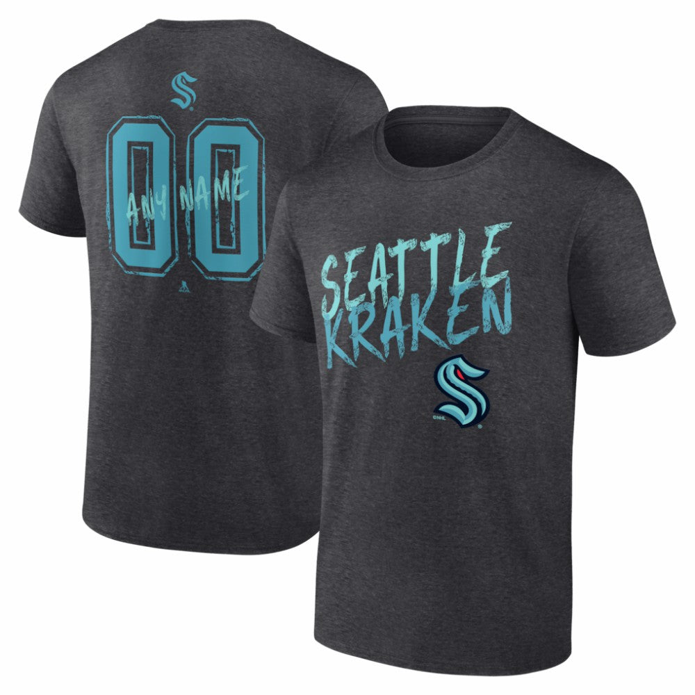 Seattle Kraken Hustle Personalized Name & Number T-Shirt - Charcoal | NHL online