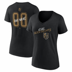 Vegas Golden Knights Women's Hustle Personalized Name & Number V-Neck T-Shirt - Black | NHL online