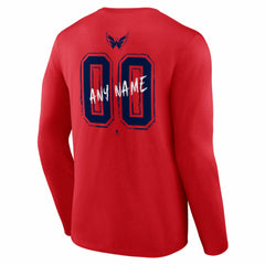 Washington Capitals Hustle Personalized Name & Number Long Sleeve T-Shirt - Red | NHL Lifestyle