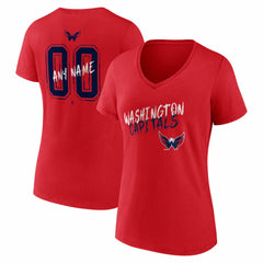 Washington Capitals Women's Hustle Personalized Name & Number V-Neck T-Shirt - Red | NHL near me