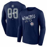 Winnipeg Jets Hustle Personalized Name & Number Long Sleeve T-Shirt - Navy | NHL online