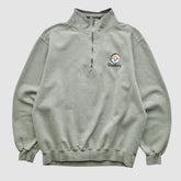 Pittsburgh Steelers Lee Sport 90s 1/4 Zip Sweatshirt - Heather Gray Vintage - Fanatics