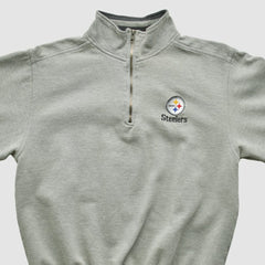 Pittsburgh Steelers Lee Sport 90s 1/4 Zip Sweatshirt - Heather Gray Vintage - Fanatics