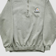 Pittsburgh Steelers Lee Sport 90s 1/4 Zip Sweatshirt - Heather Gray Vintage - Fanatics