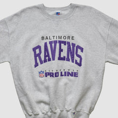 Baltimore Ravens Russell 90s Sweatshirt - Heather Gray Vintage - Fanatics