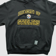 Pittsburgh Steelers Reebok 2000s Hooded Pullover Sweatshirt - Black Vintage - Fanatics