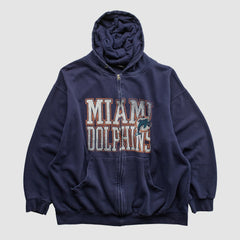 Miami Dolphins NFL 2010s Hooded Full Zip Sweatshirt - Navy Vintage - Fanatics