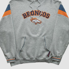 Denver Broncos NFL 2000s Hooded Pullover Sweatshirt - Heather Gray Vintage - Fanatics