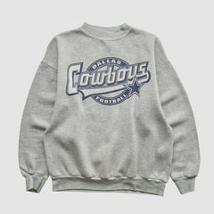 Dallas Cowboys Logo 7 90s Pullover Sweatshirt - Heather Gray Vintage - Fanatics