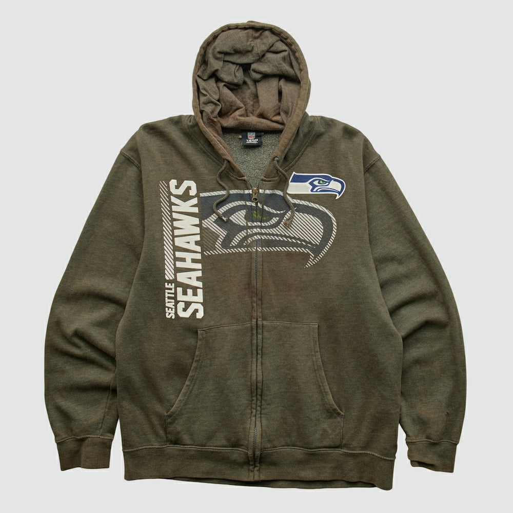 Seattle Seahawks NFL 2010s Hooded Full Zip Sweatshirt - Olive Vintage - Fanatics