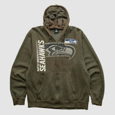 Seattle Seahawks NFL 2010s Hooded Full Zip Sweatshirt - Olive Vintage - Fanatics