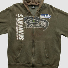 Seattle Seahawks NFL 2010s Hooded Full Zip Sweatshirt - Olive Vintage - Fanatics