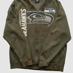 Seattle Seahawks NFL 2010s Hooded Full Zip Sweatshirt - Olive Vintage - Fanatics