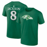 Lamar Jackson Baltimore Ravens St. Patrick's Day Icon Name & Number T-Shirt - Green - NFL
