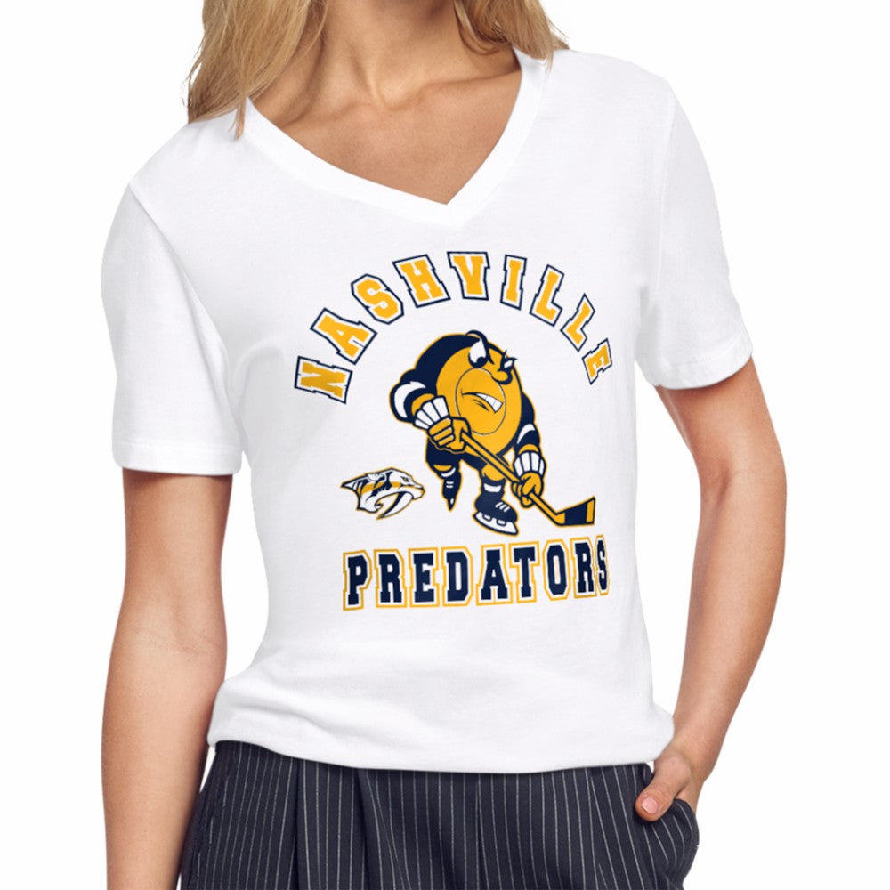 Nashville Predators Starter Women's Tough Puck T-Shirt - White | NHL Lifestyle