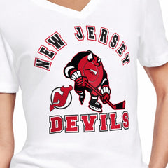 New Jersey Devils Starter Women's Tough Puck T-Shirt - White | NHL Clearance