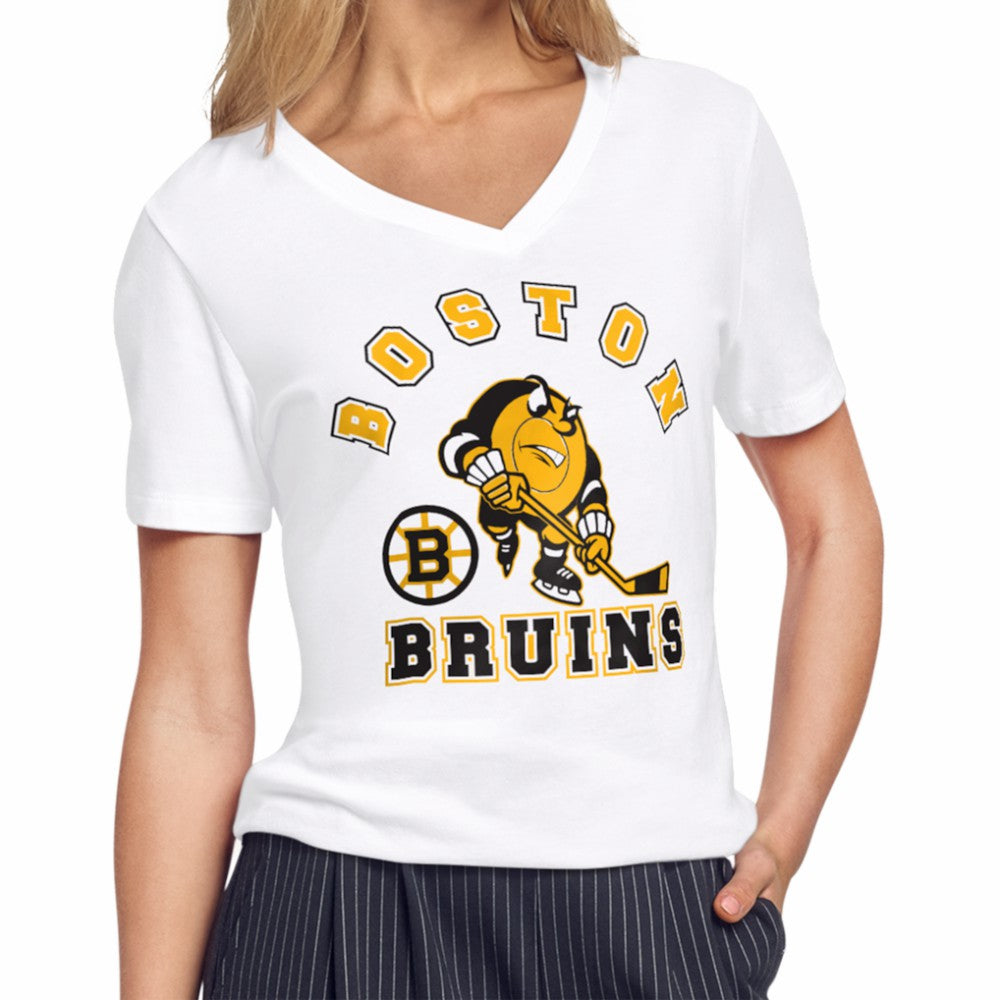 Boston Bruins Starter Women's Tough Puck T-Shirt - White | NHL Lifestyle