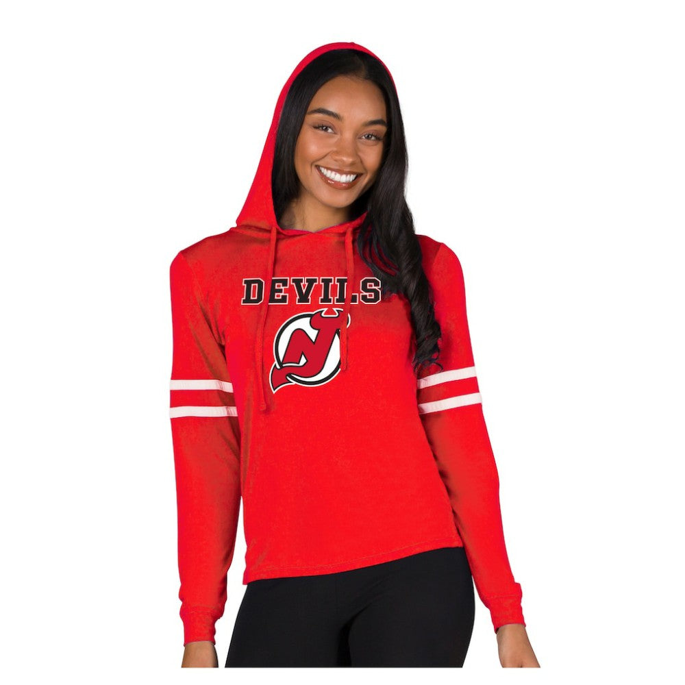 New Jersey Devils Concepts Sport Women's Marathon Long-Sleeve Hooded T-Shirt - Red | NHL online