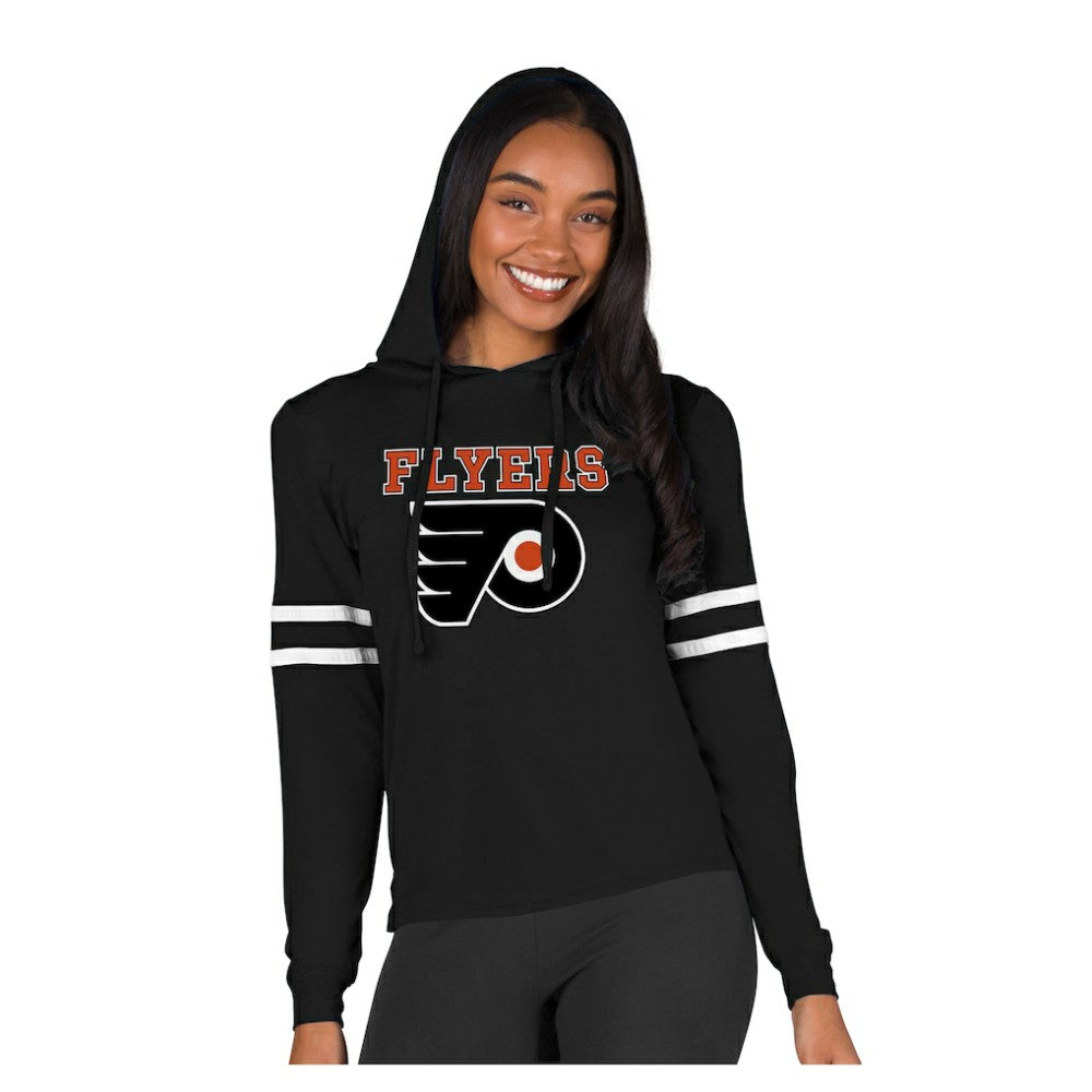 Philadelphia Flyers Concepts Sport Women's Marathon Long-Sleeve Hooded T-Shirt - Black | NHL Clearance