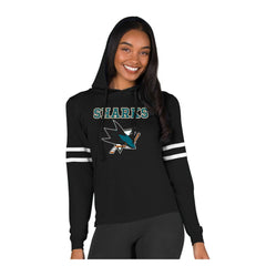 San Jose Sharks Concepts Sport Women's Marathon Long-Sleeve Hooded T-Shirt - Black | NHL Lifestyle
