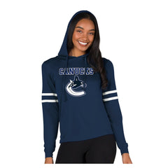 Vancouver Canucks Concepts Sport Women's Marathon Long-Sleeve Hooded T-Shirt - Navy | NHL on sale