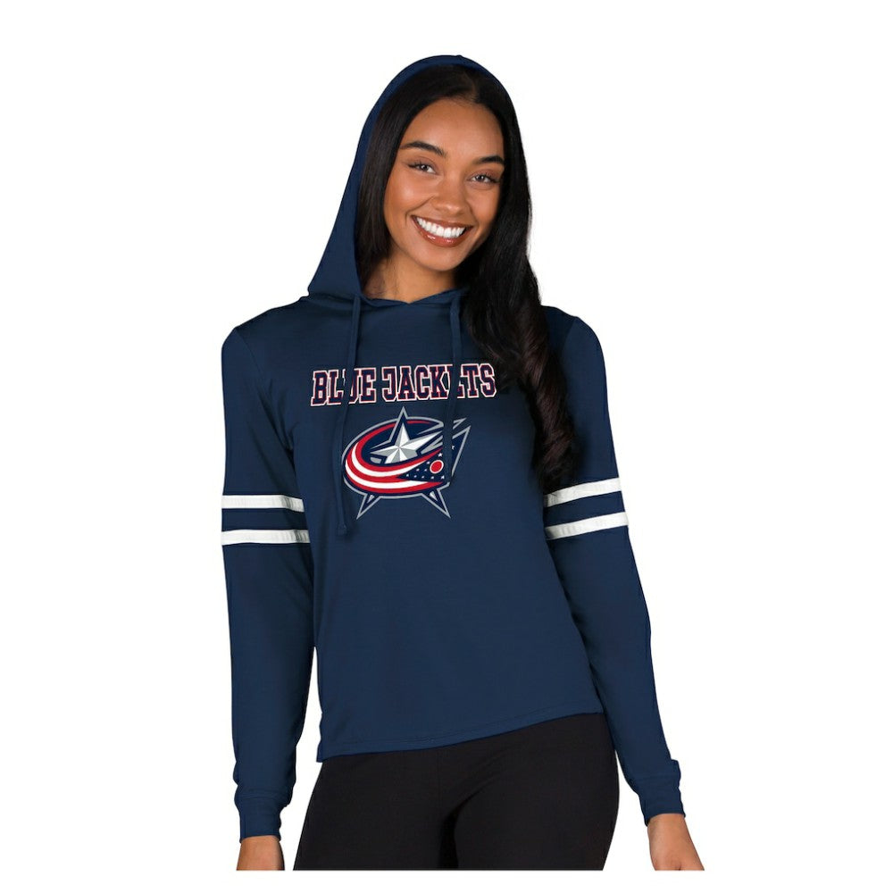 Columbus Blue Jackets Concepts Sport Women's Marathon Long-Sleeve Hooded T-Shirt - Navy | NHL online