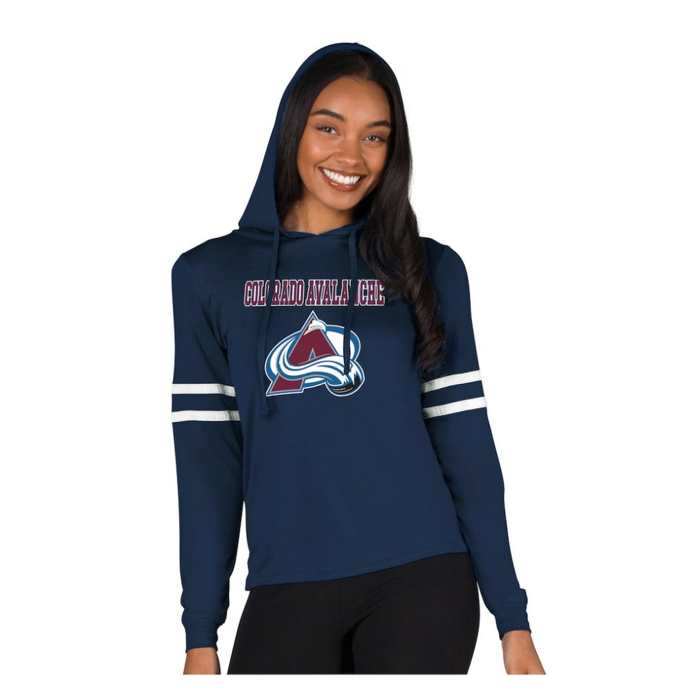 Colorado Avalanche Concepts Sport Women's Marathon Long-Sleeve Hooded T-Shirt - Navy | NHL Clearance