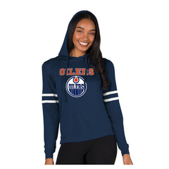 Edmonton Oilers Concepts Sport Women's Marathon Long-Sleeve Hooded T-Shirt - Navy | NHL near me