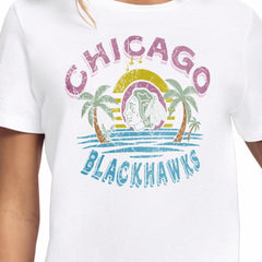 Chicago Blackhawks Starter Women's Tonal Beach T-Shirt - White | NHL Lifestyle