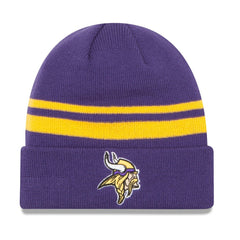 Minnesota Vikings New Era Team Stripe Cuffed Knit Hat - Purple - NFL