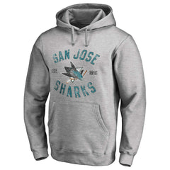 San Jose Sharks Heritage Pullover Hoodie - Ash | NHL Clearance
