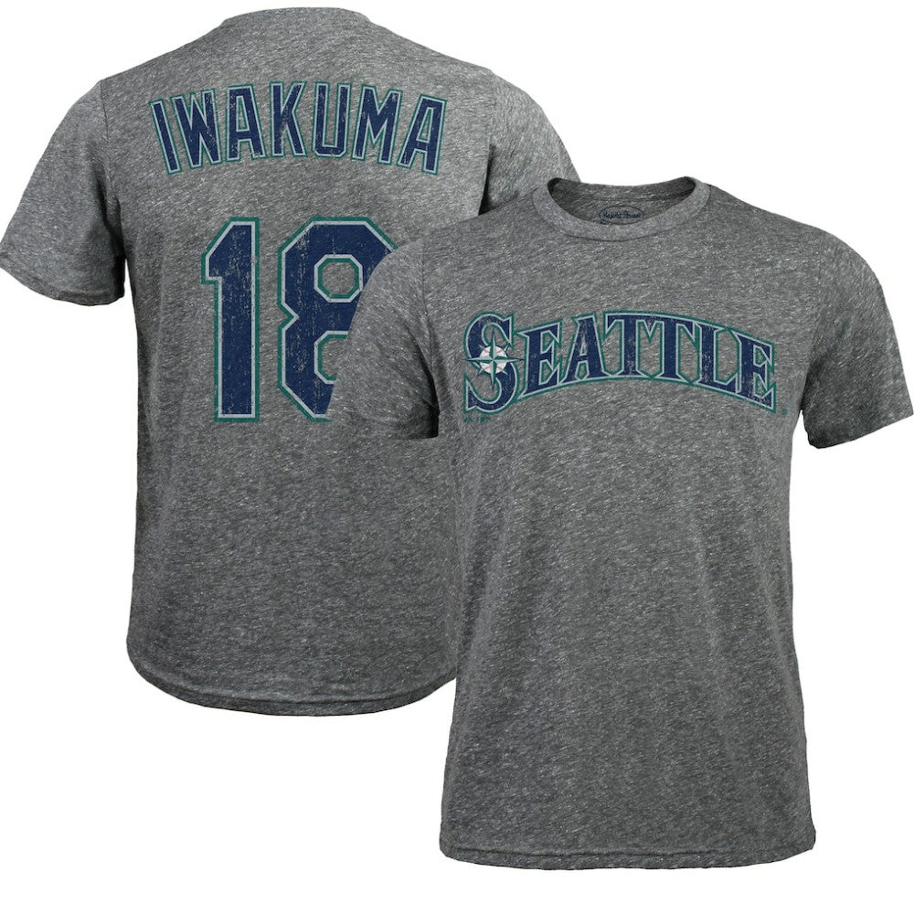 Hisashi Iwakuma Seattle Mariners Majestic Threads Premium Tri-Blend Name & Number T-Shirt Discount