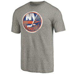 New York Islanders Distressed Team Logo Tri-Blend T-Shirt - Ash | NHL discount