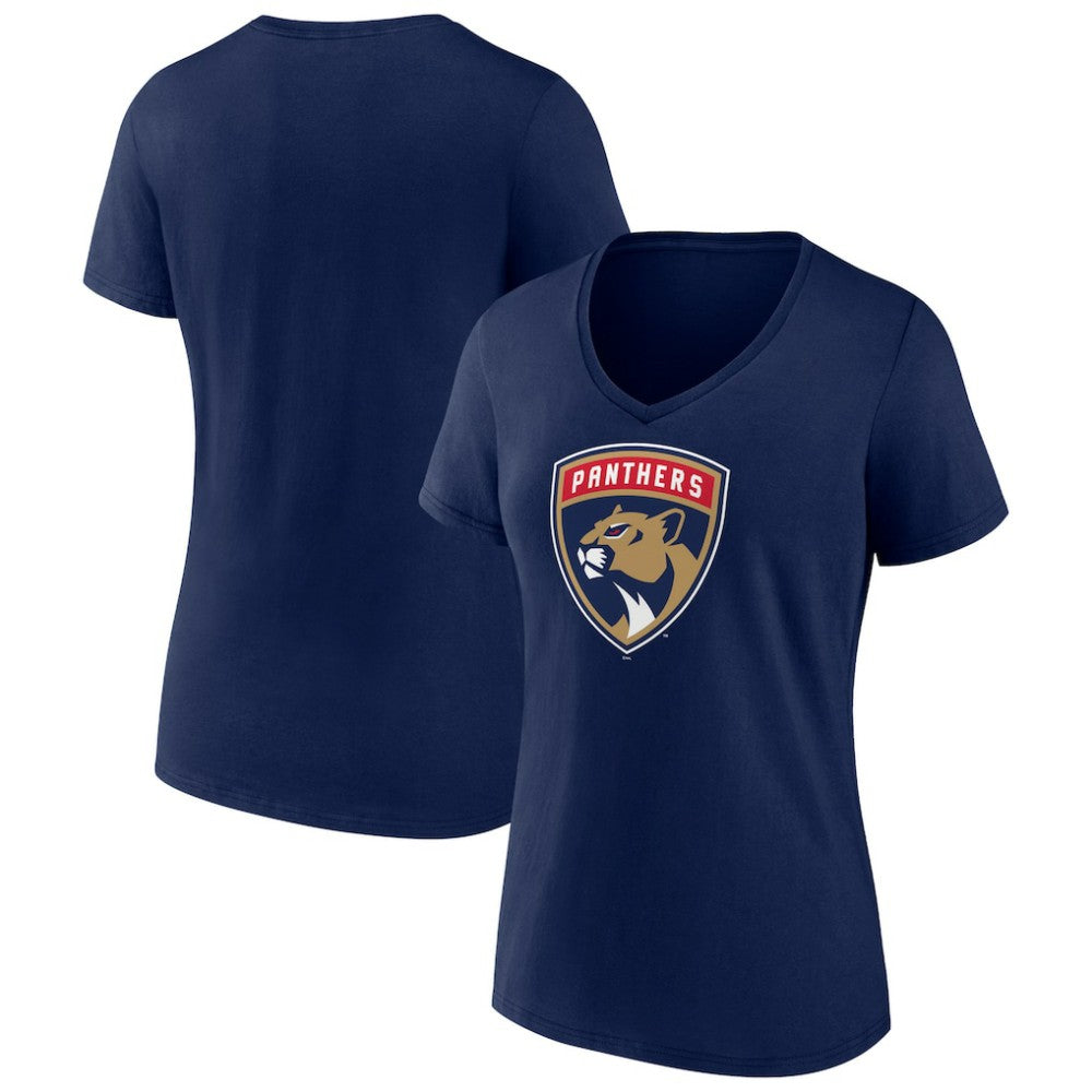 Florida Panthers Women's Primary Logo V-Neck T-Shirt - Navy | NHL Lifestyle
