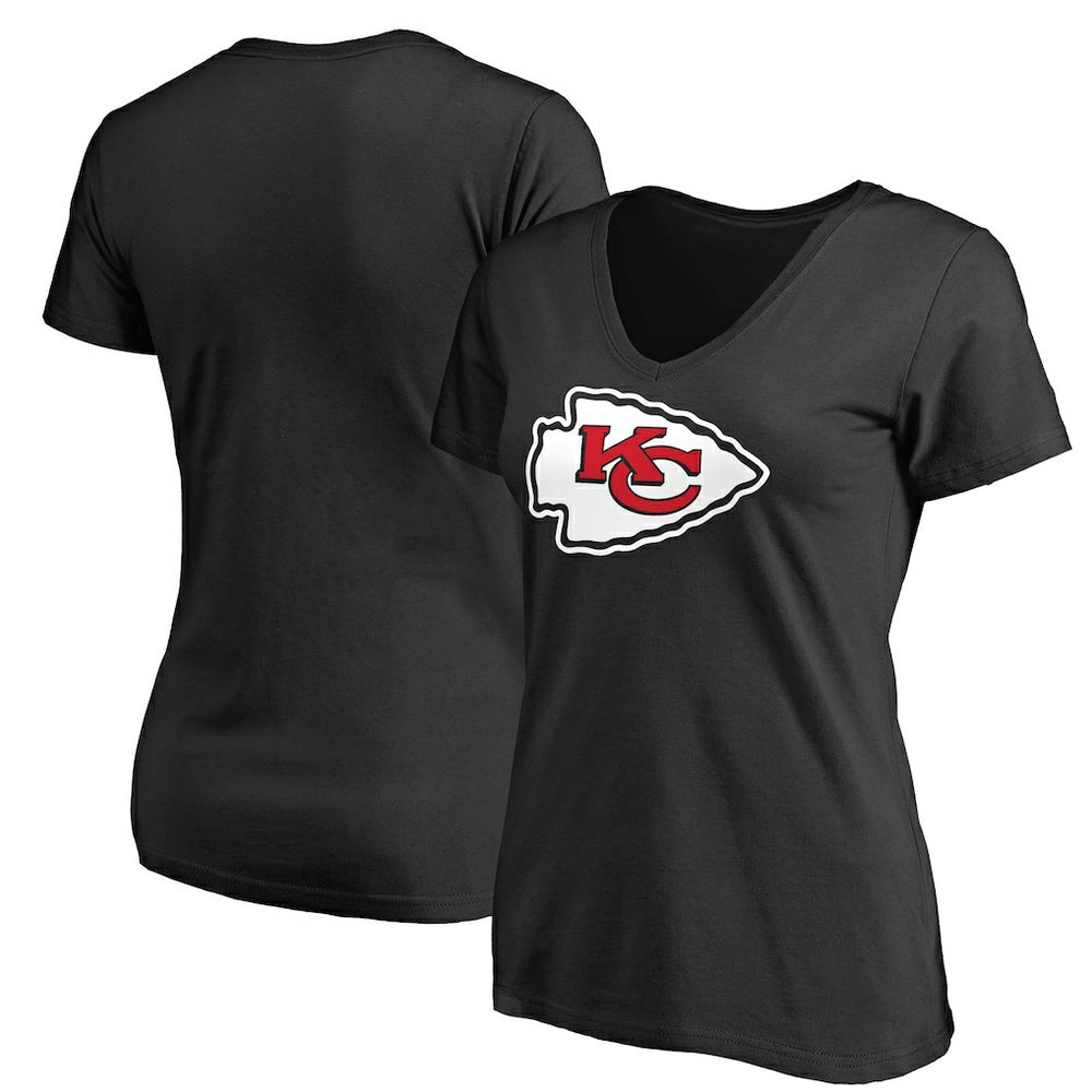 Kansas City Chiefs Women's Primary Team Logo V-Neck T-Shirt - Black - NFL